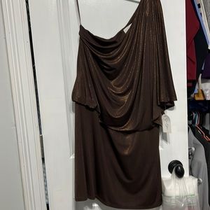 Bronze one shoulder dress